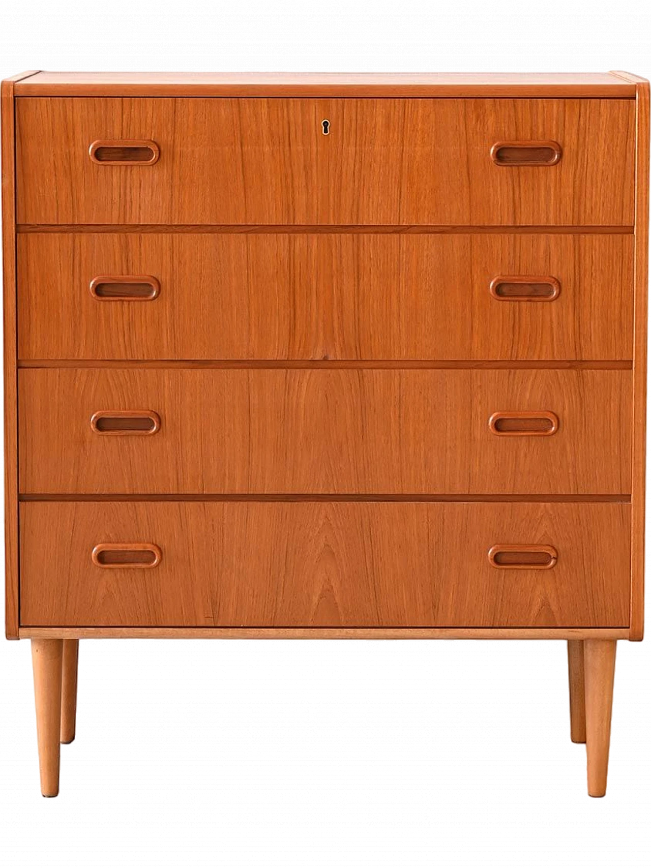 Scandinavian teak wood four-compartment chest of drawers, 1960s 10