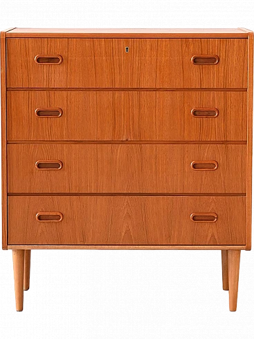 Scandinavian teak wood four-compartment chest of drawers, 1960s