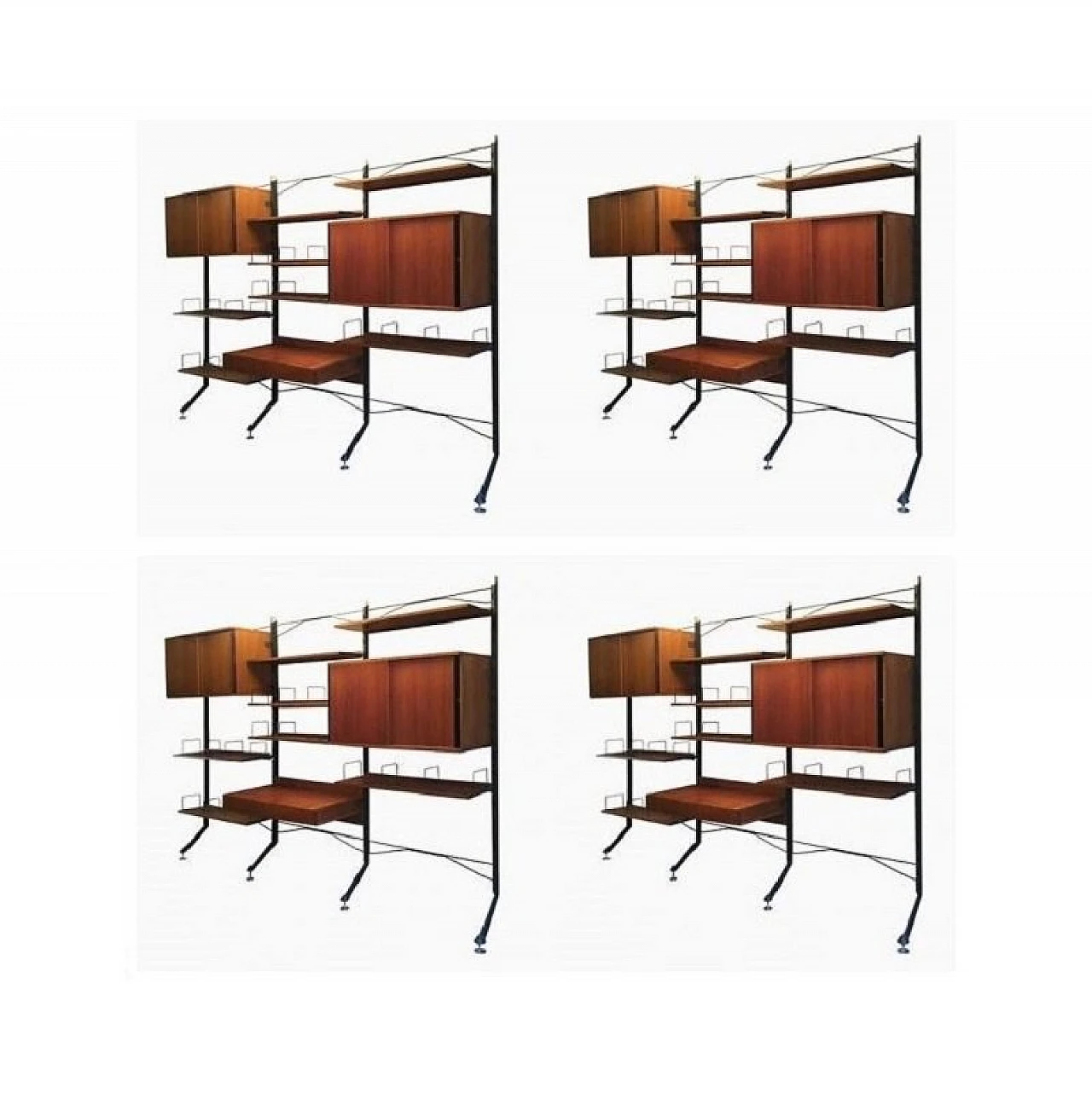 Urio modular bookcase in teak by Ico and Luisa Parisi for MIM Roma, 1960s 32