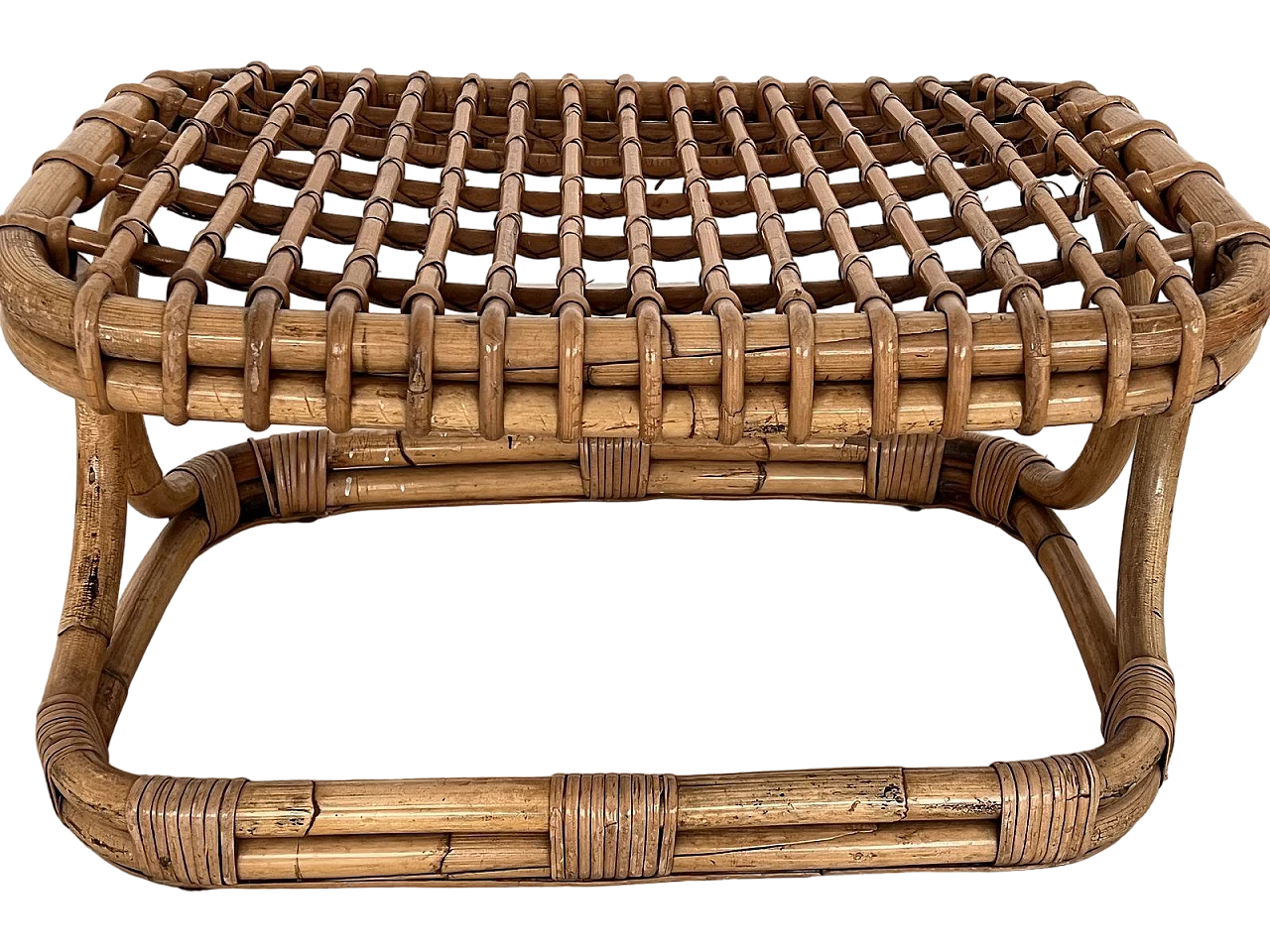 Bamboo and rattan stool attributed to Tito Agnoli, 1960s 10