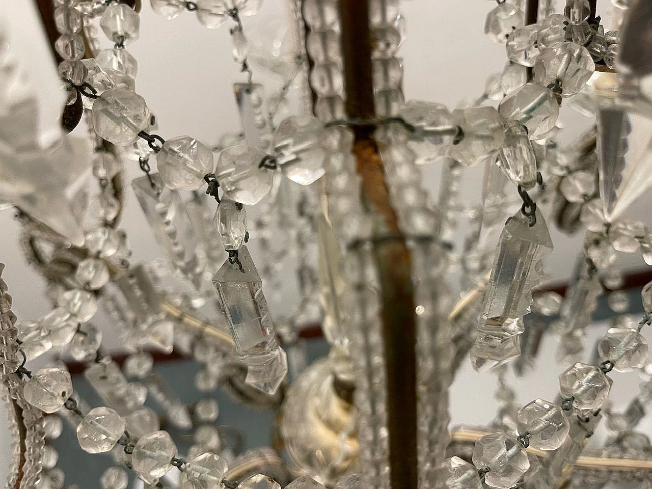 Six-light crystal beaded chandelier, 1940s 6