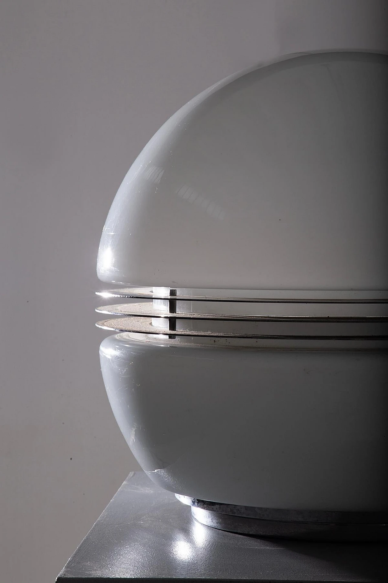 Glass and aluminum table lamp by Enrico Tronconi, 1970s 2