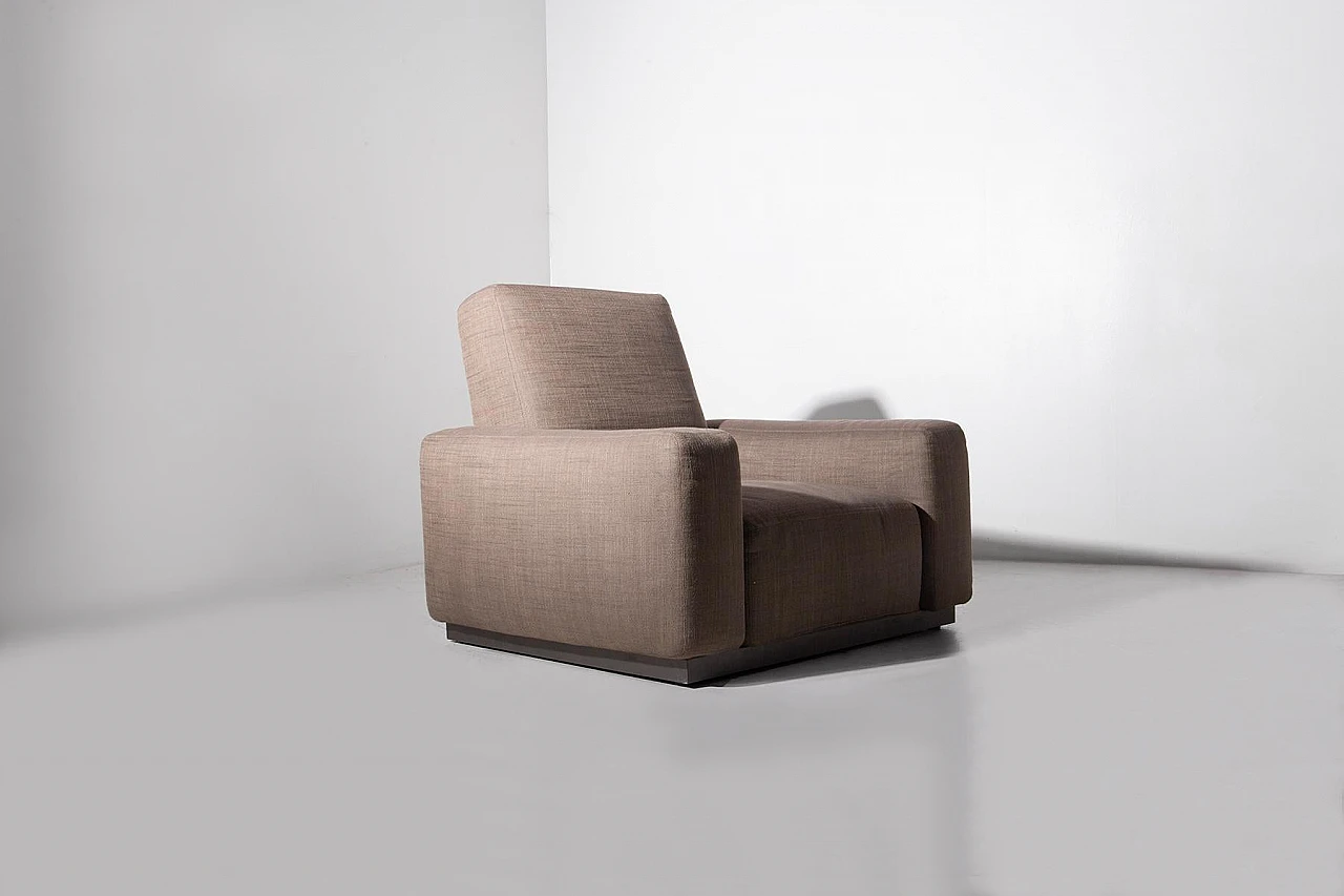 Brown fabric and metal reclining armchair by Zanotta 2