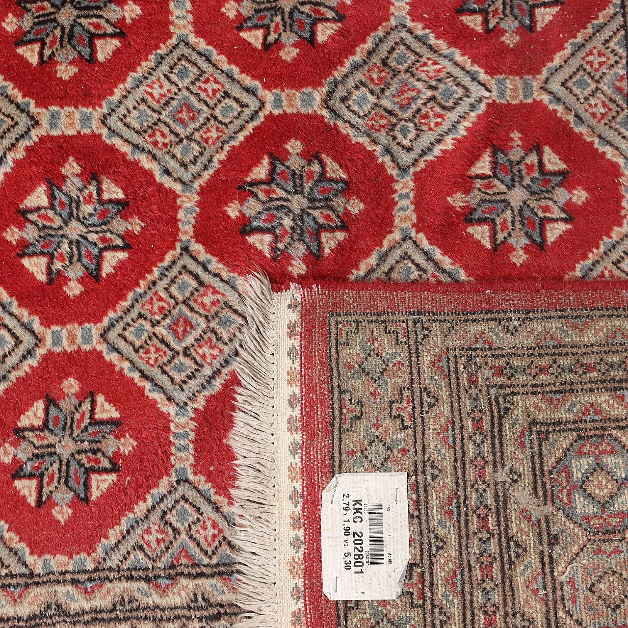 Tappeto Bukhara rosso a nodo fine in cotone e lana 9