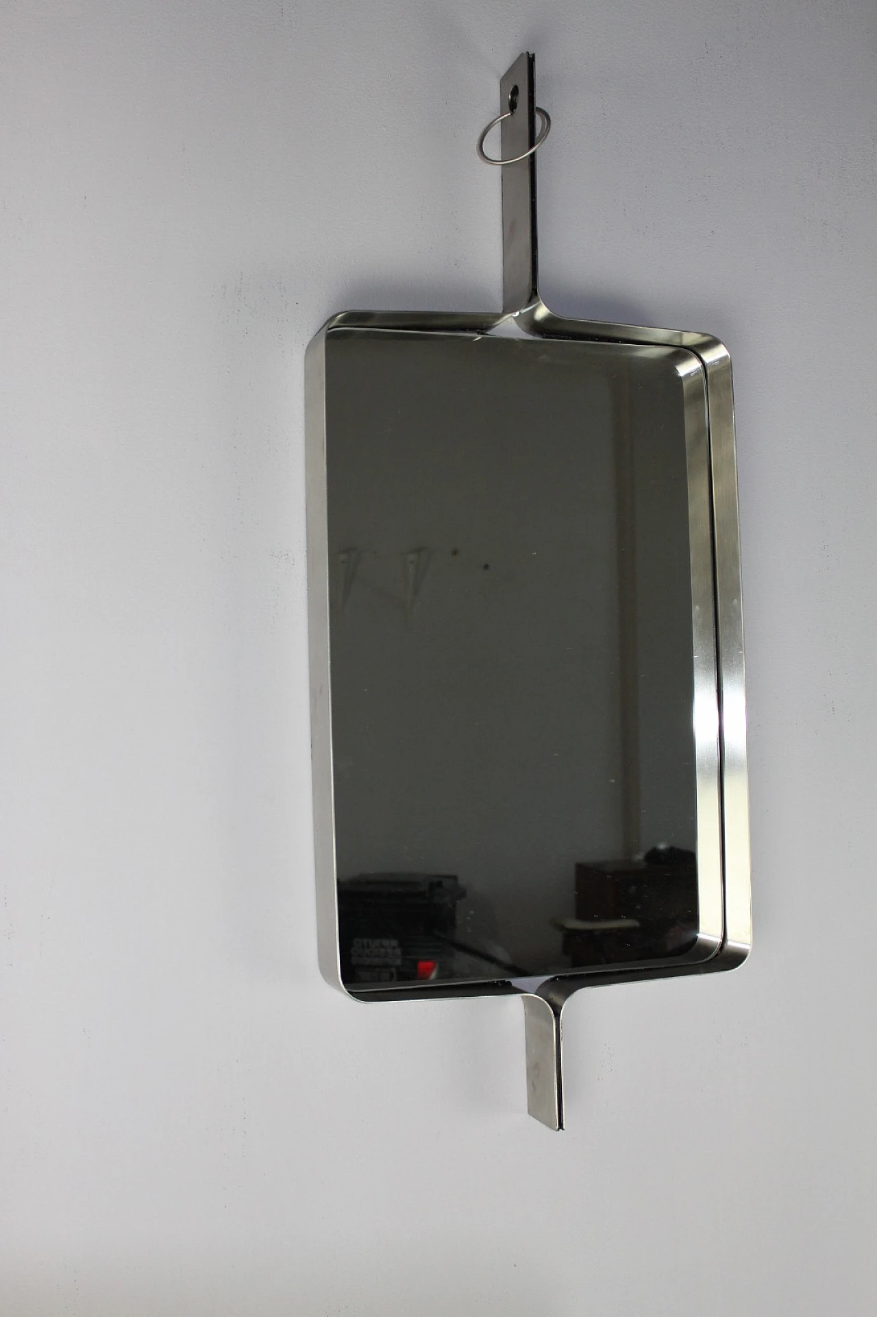 Rectangular brushed steel mirror by Xavier Feal, 1970s 2