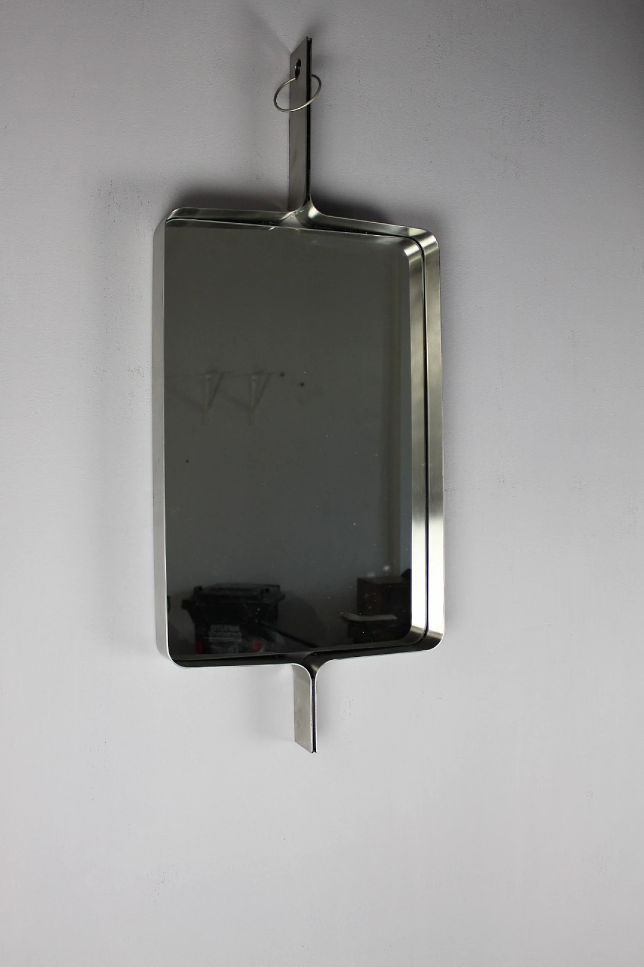 Rectangular brushed steel mirror by Xavier Feal, 1970s 6