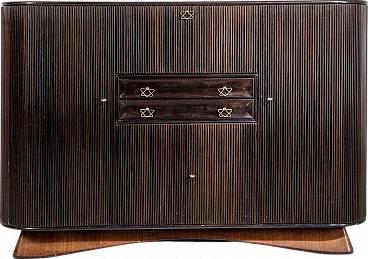 Bar cabinet in wood & brass by Osvaldo Borsani for ABV, 1950s
