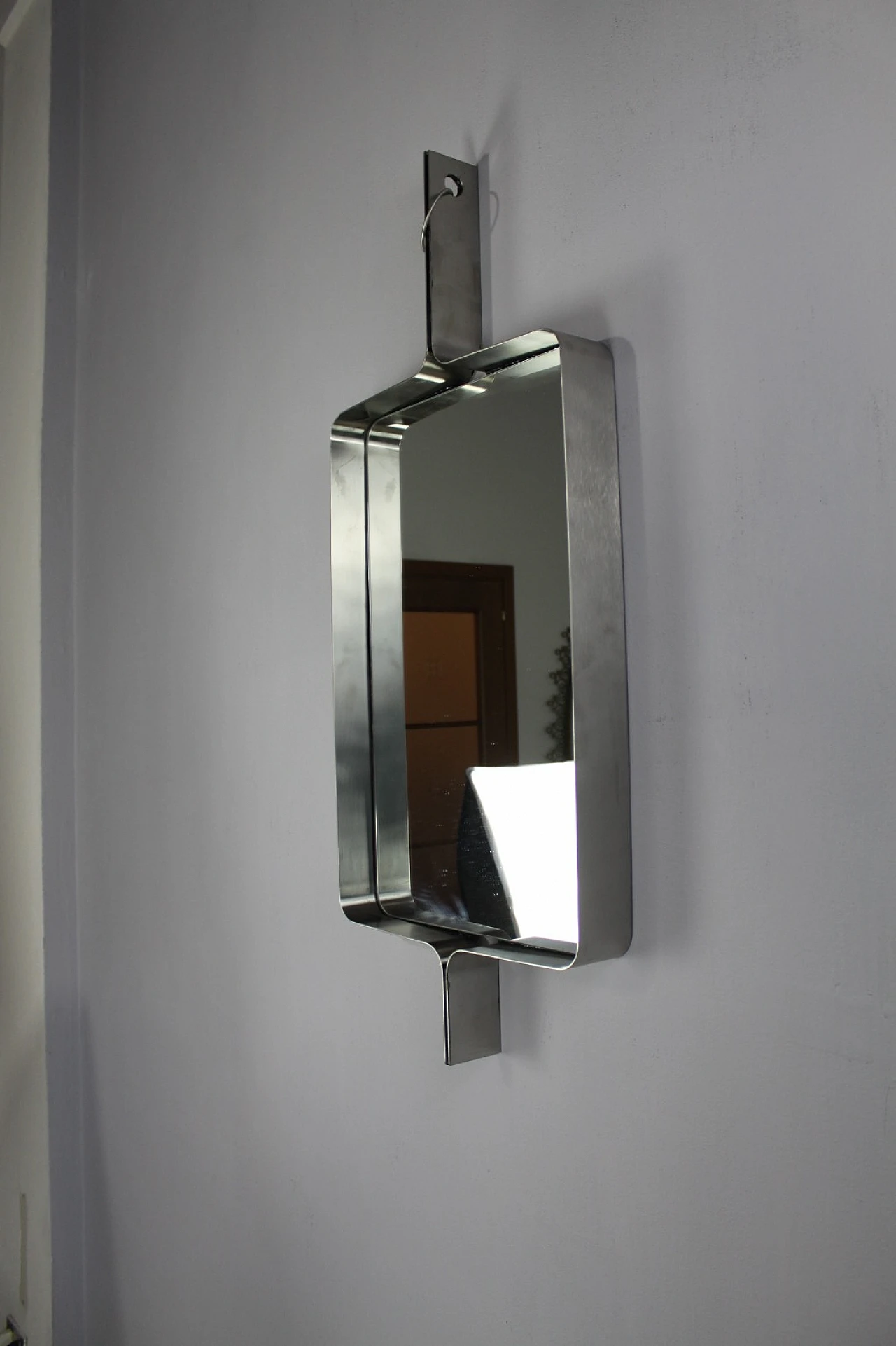 Rectangular brushed steel mirror by Xavier Feal, 1970s 16