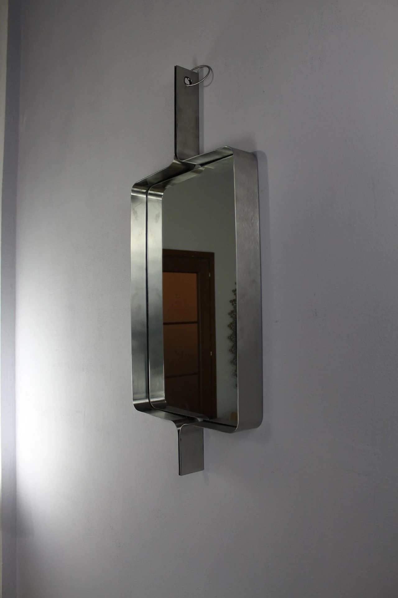 Rectangular brushed steel mirror by Xavier Feal, 1970s 17