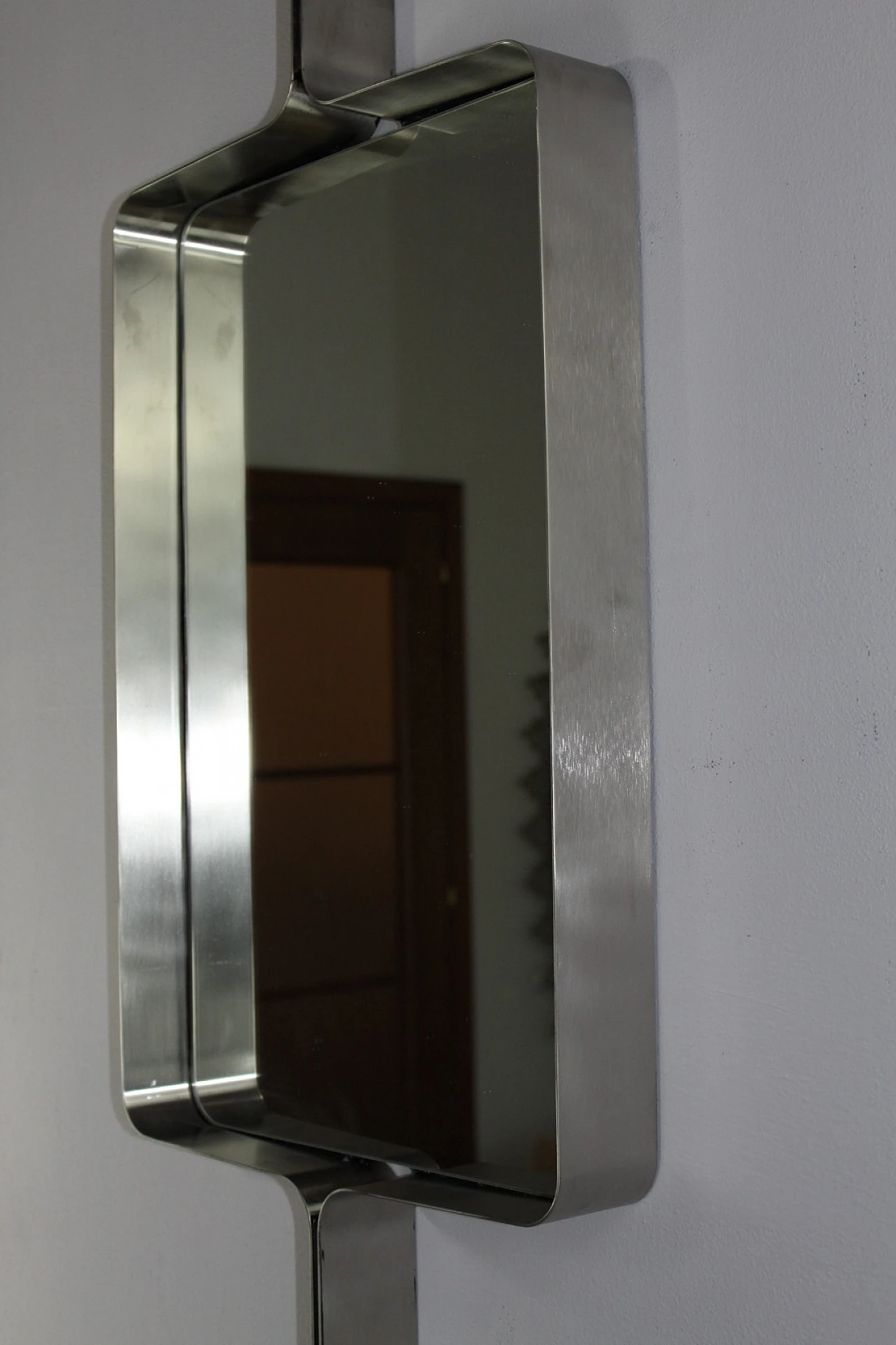 Rectangular brushed steel mirror by Xavier Feal, 1970s 18