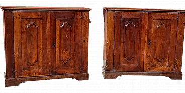 Pair of sideboards in walnut and fir wood with 2 doors, 17th century