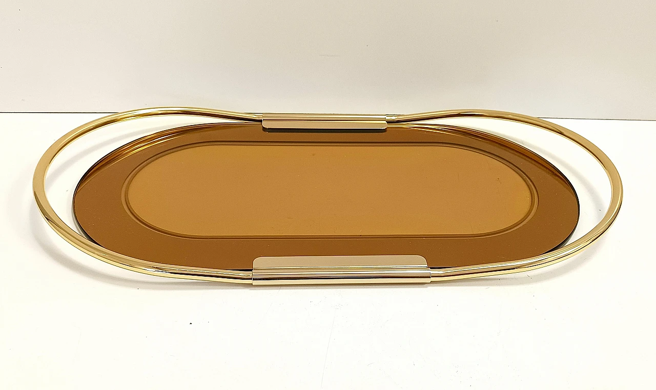 Oval metal and glass tray by Umberto Mascagni, 1970s 5