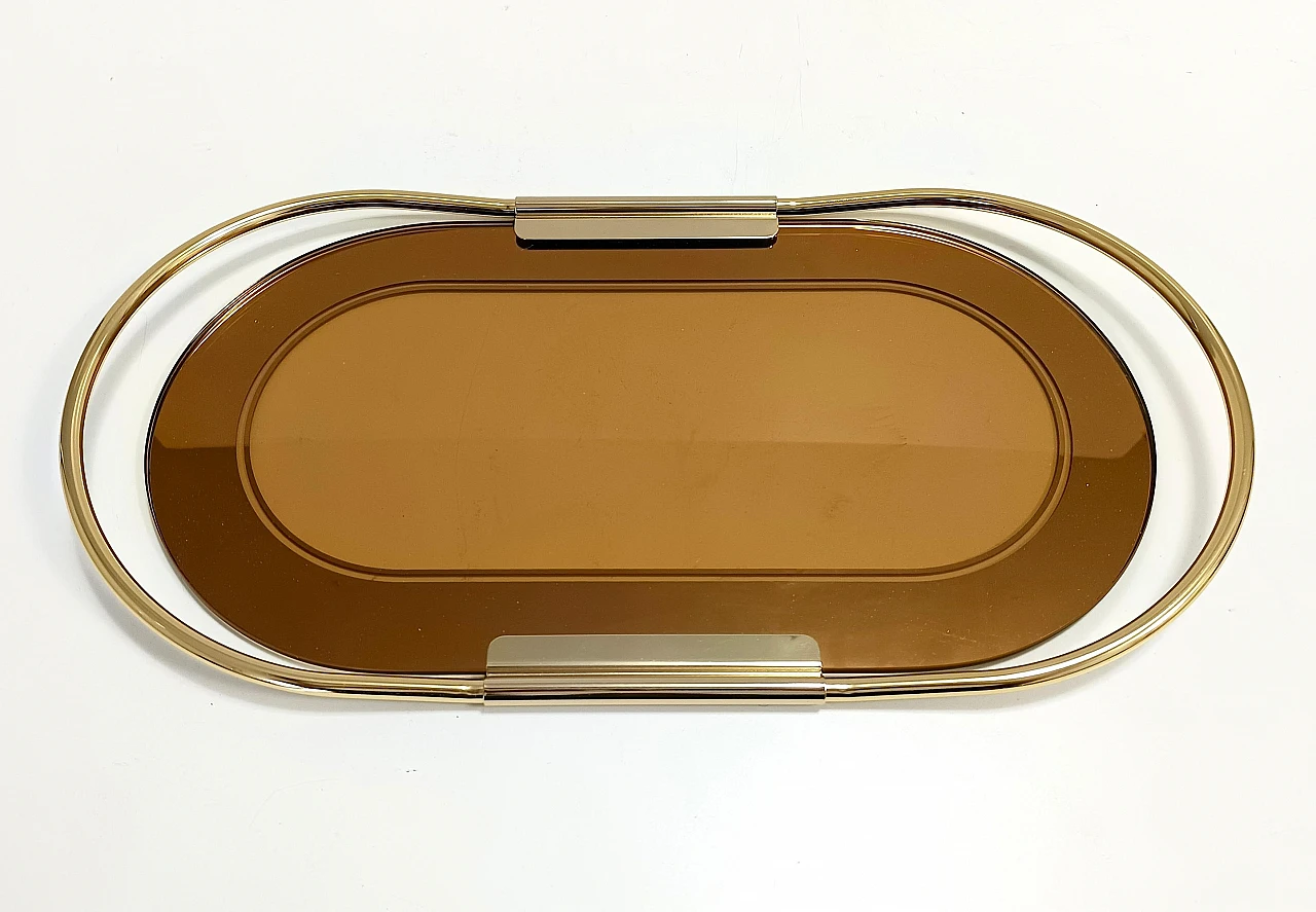 Oval metal and glass tray by Umberto Mascagni, 1970s 7