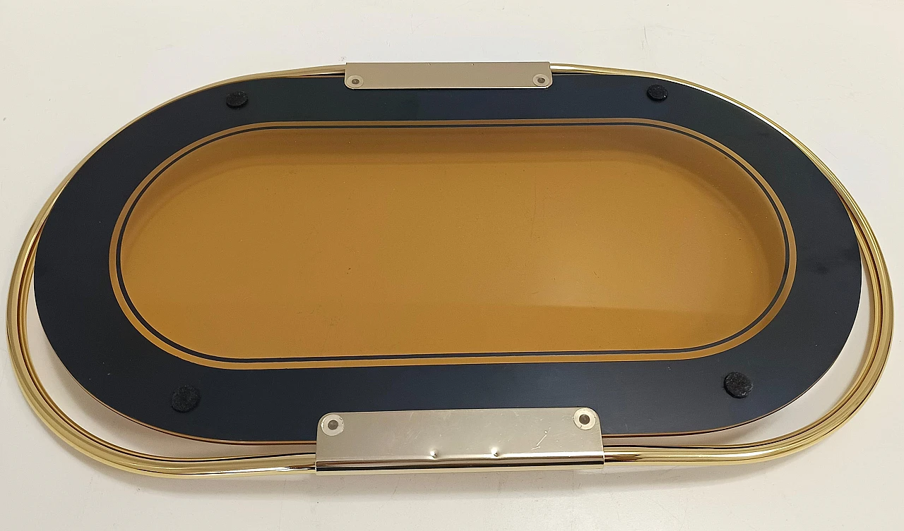 Oval metal and glass tray by Umberto Mascagni, 1970s 9