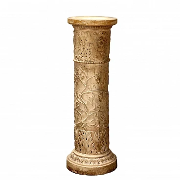 Terracotta column with leaf elements by Manifattura Signa