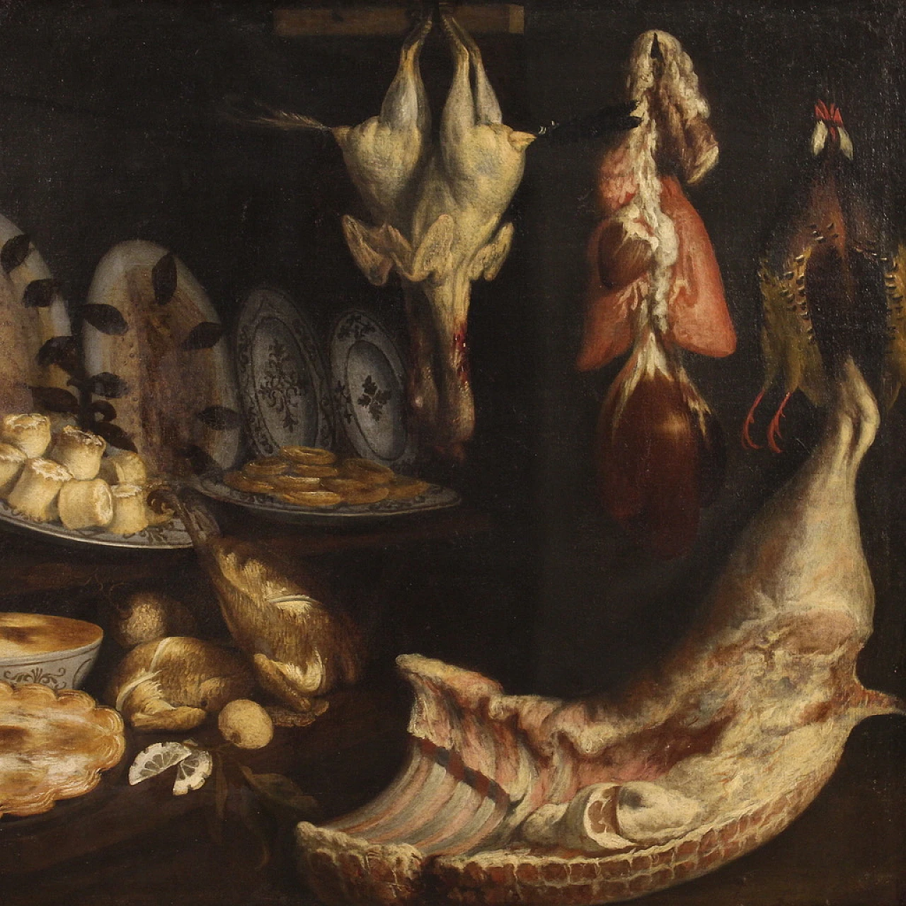 Pantry with still life, oil painting canvas, mid-17th century 2