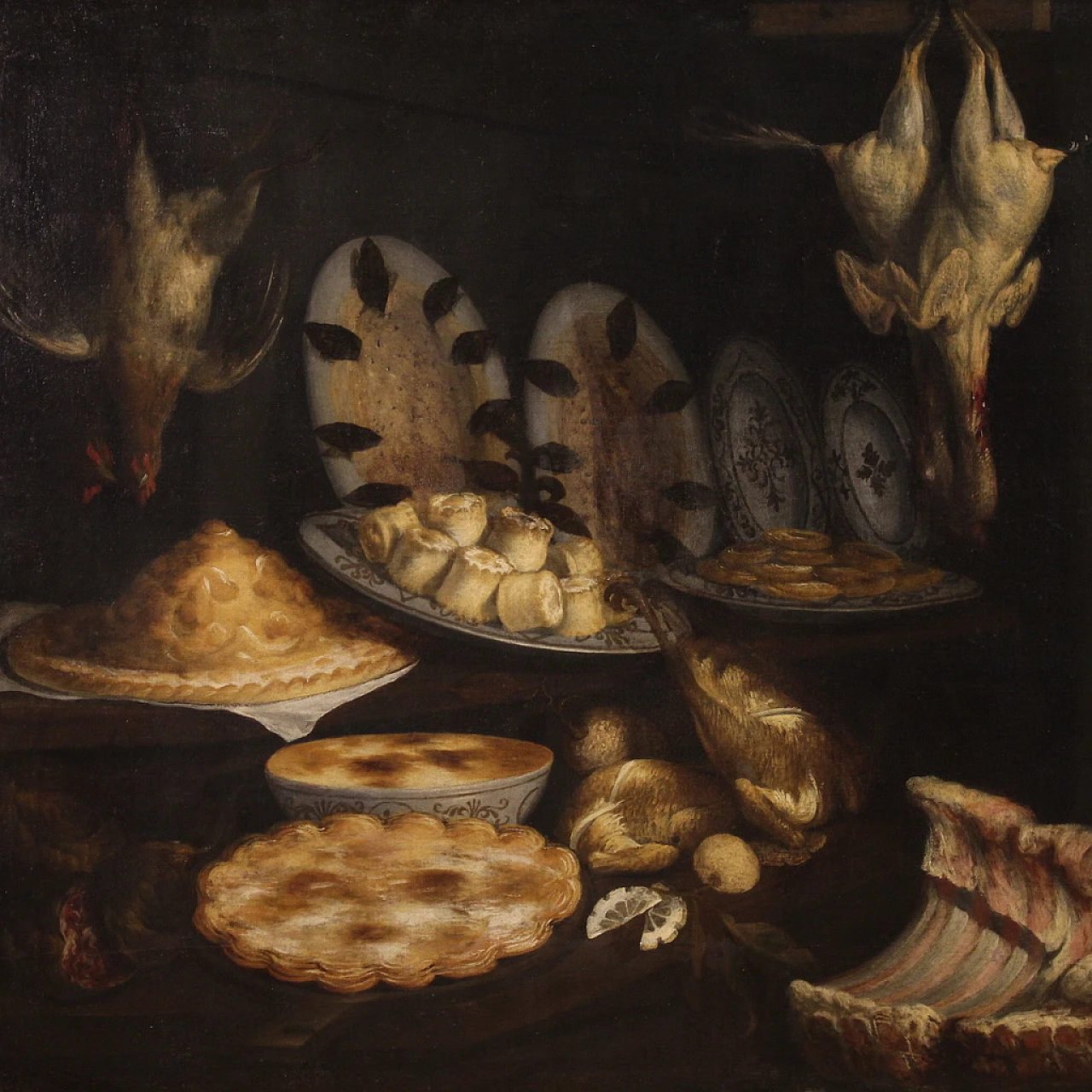 Pantry with still life, oil painting canvas, mid-17th century 4