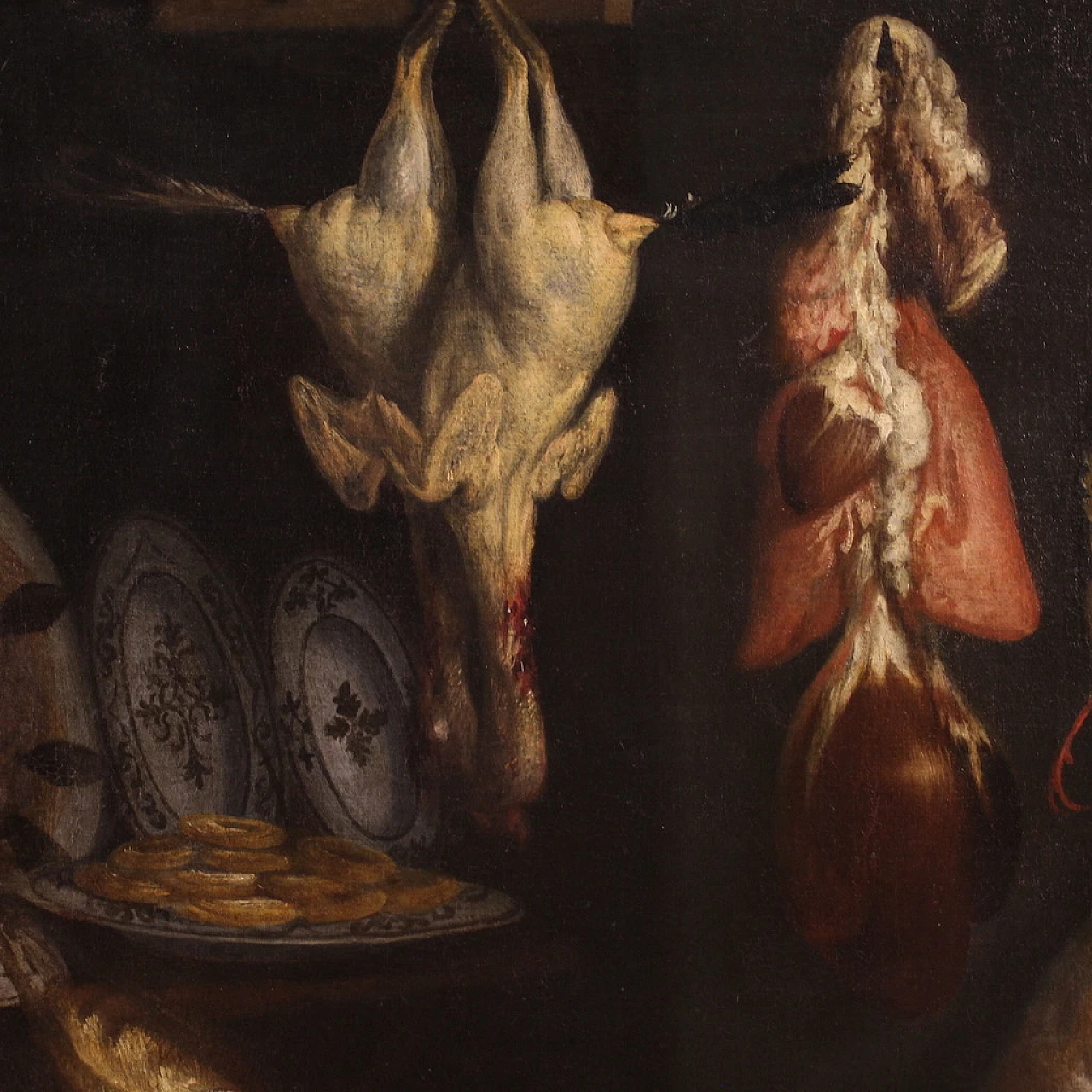 Pantry with still life, oil painting canvas, mid-17th century 5