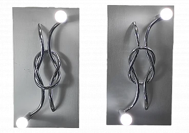 Pair of aluminium and chrome wall sconces by Giacomo Benevelli, 1970s