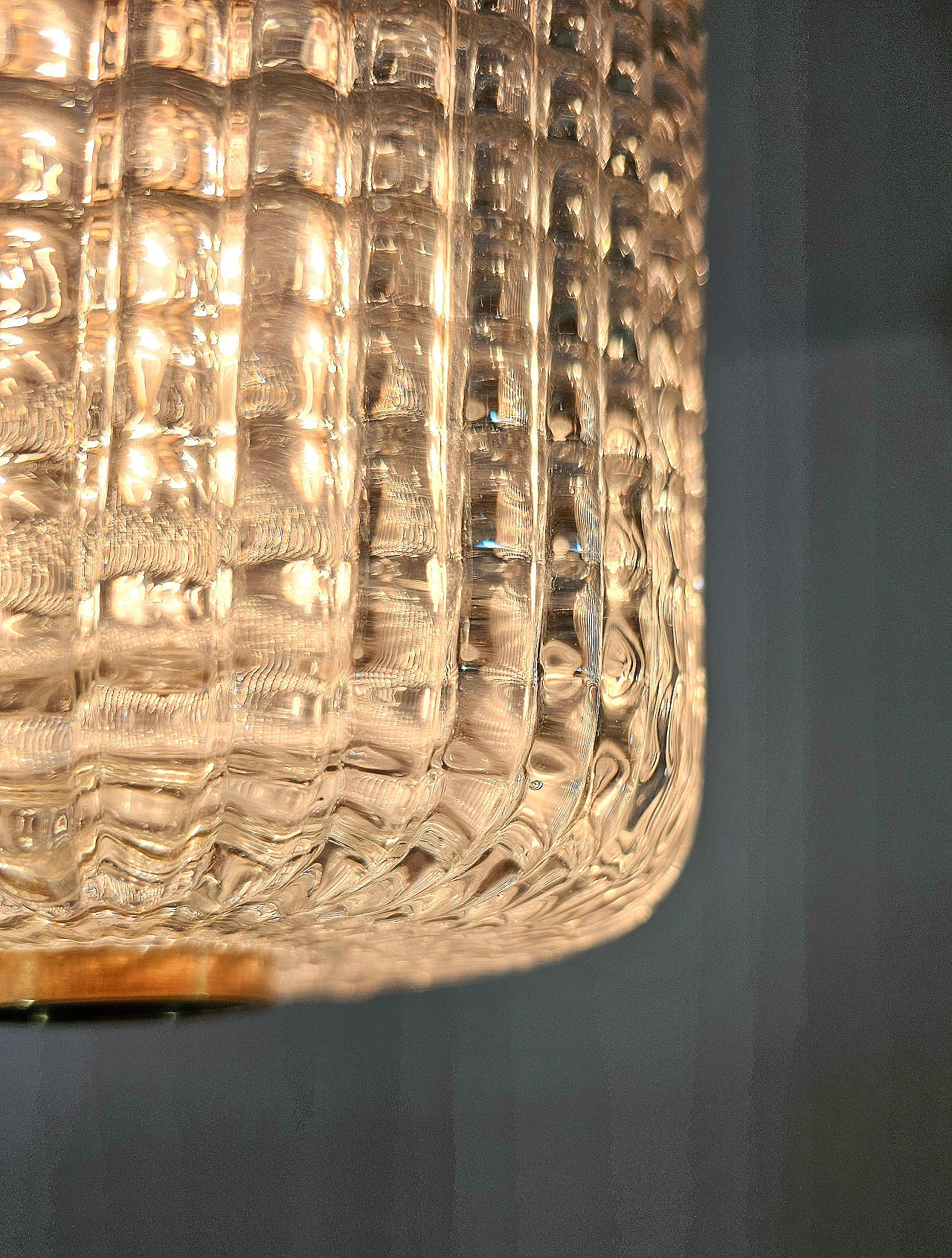 Glass and brass hanging lamp by Archimede Seguso, 1940s 7