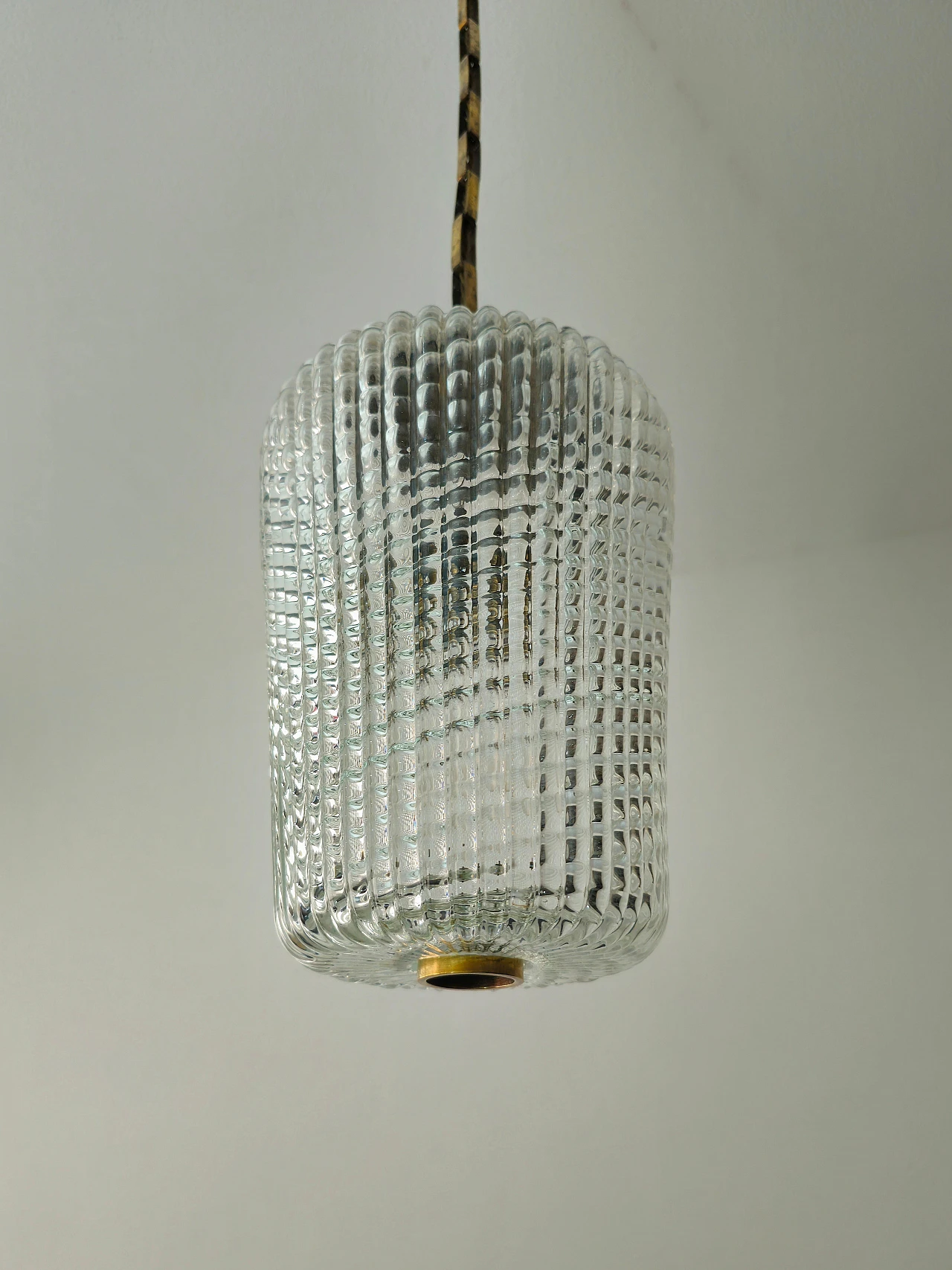 Glass and brass hanging lamp by Archimede Seguso, 1940s 13