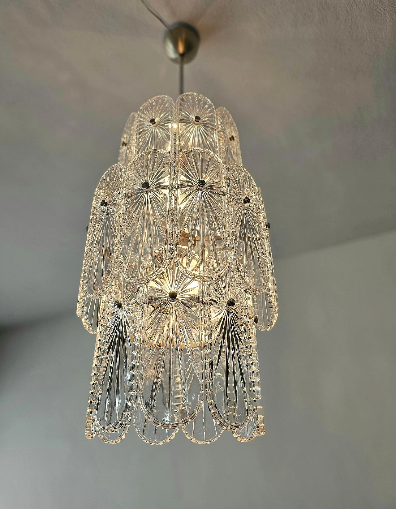 Crystal and chromed steel chandelier, 1960s 2