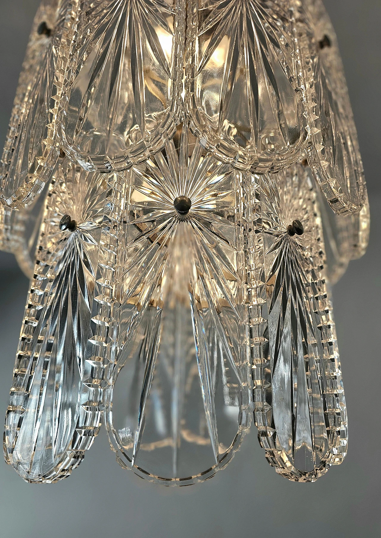 Crystal and chromed steel chandelier, 1960s 3