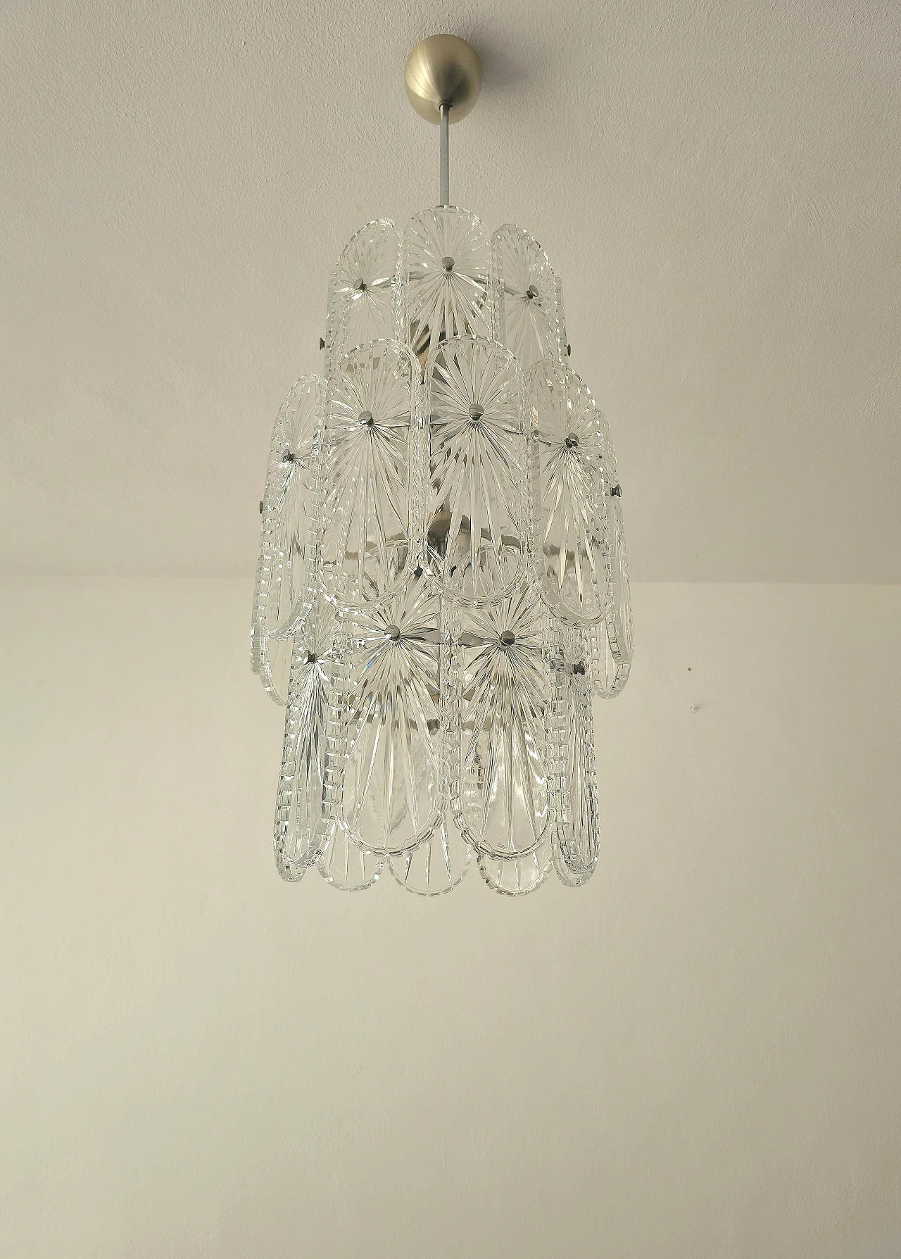 Crystal and chromed steel chandelier, 1960s 8