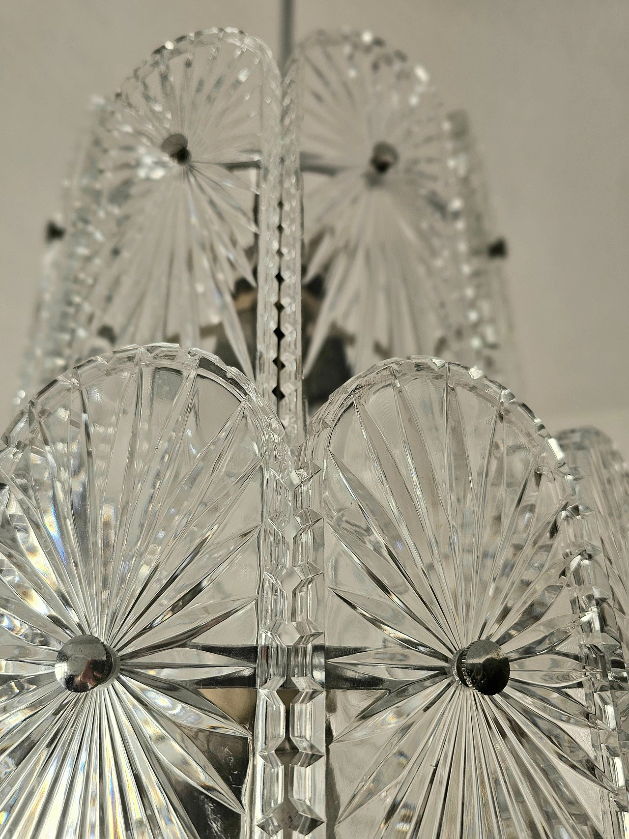 Crystal and chromed steel chandelier, 1960s 10