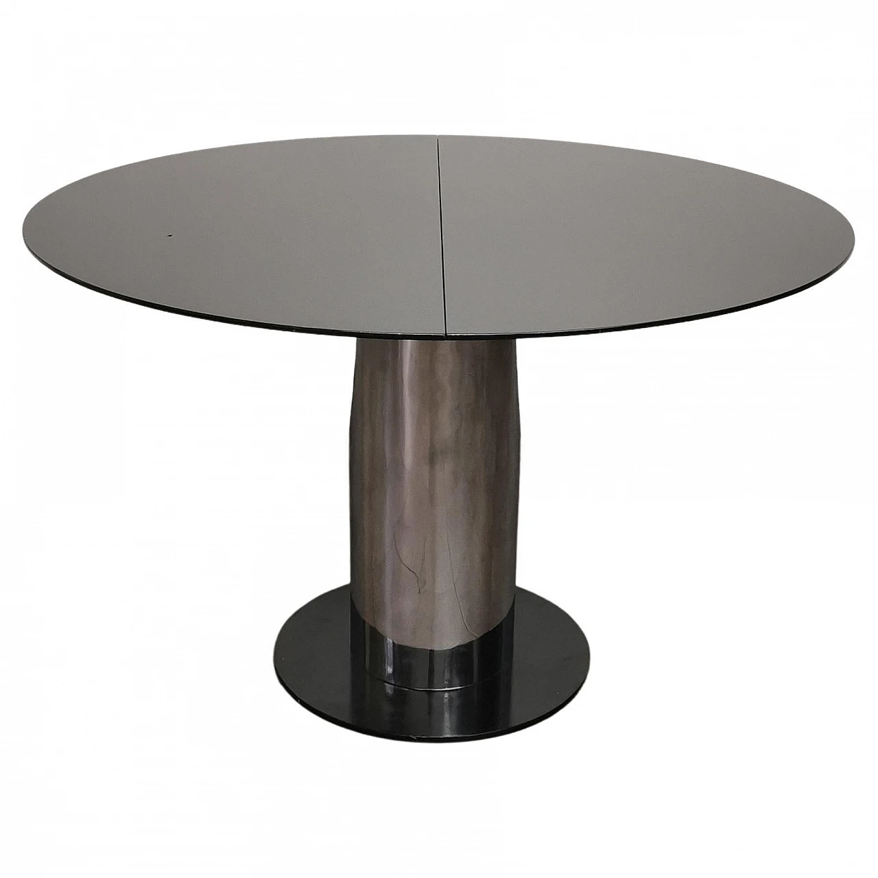 Metal and black enameled wood extendable table, 1970s 1