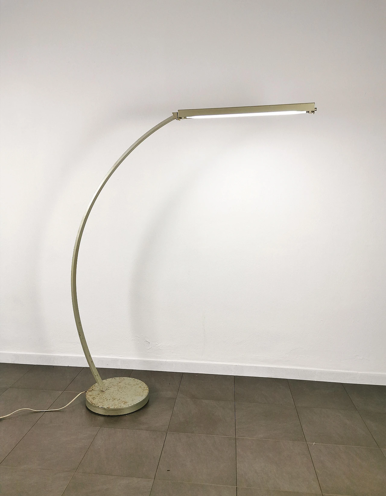 Gray metal arc floor lamp, 1960s 4