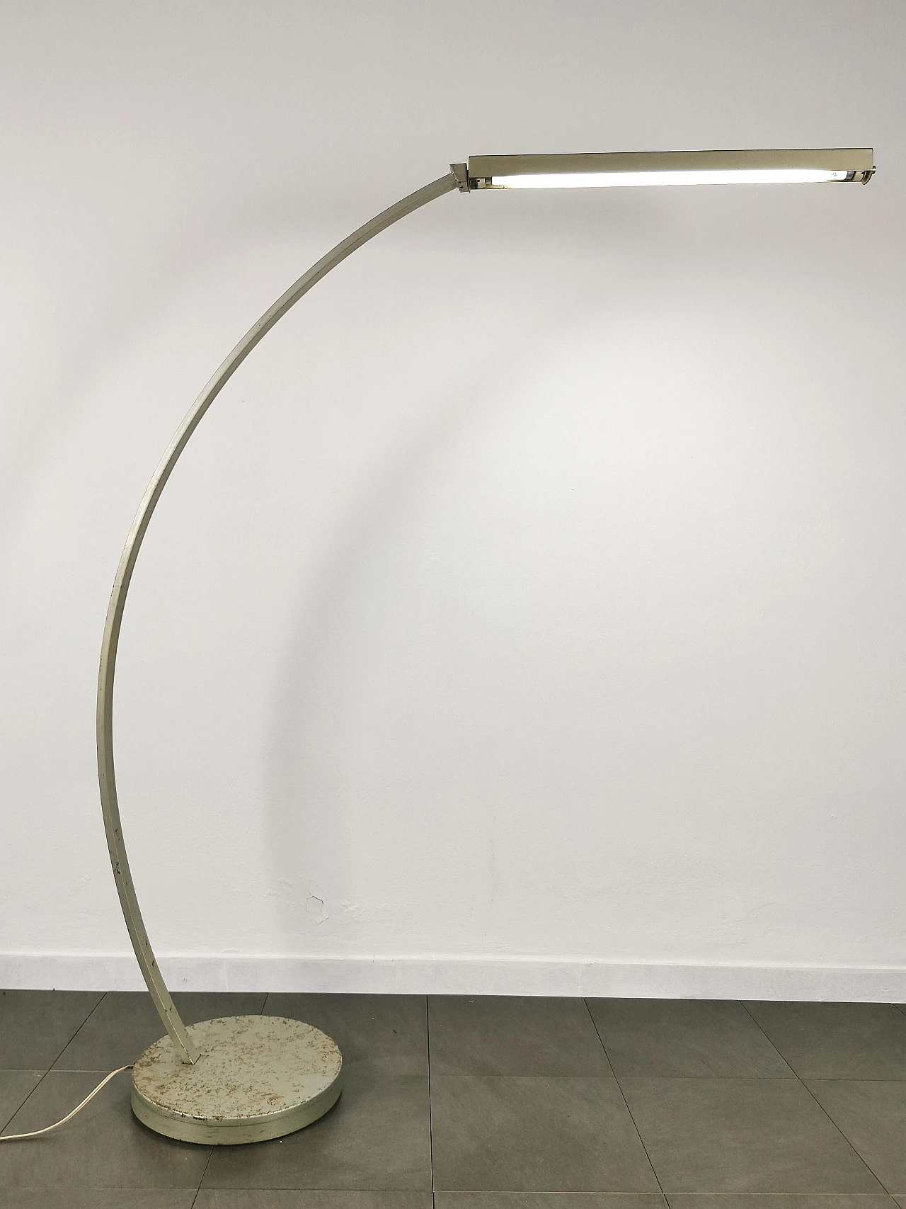 Gray metal arc floor lamp, 1960s 5