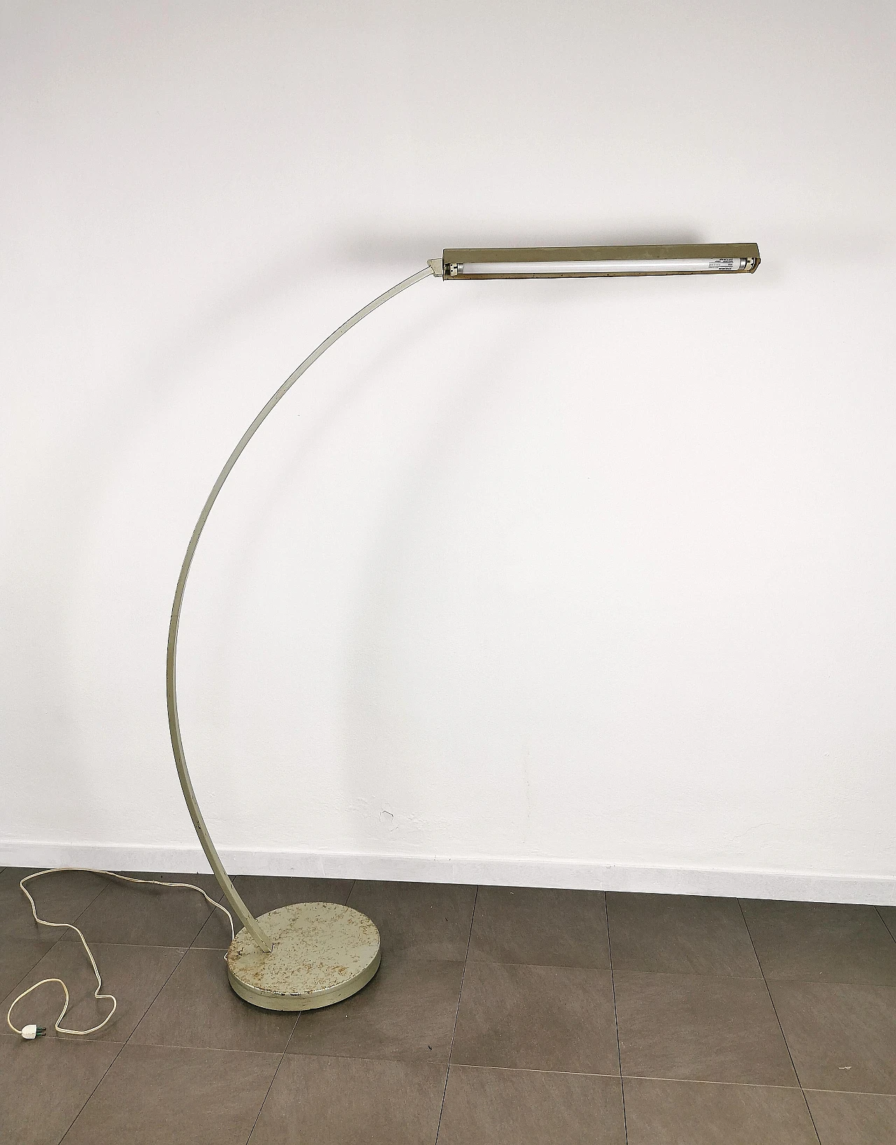 Gray metal arc floor lamp, 1960s 8