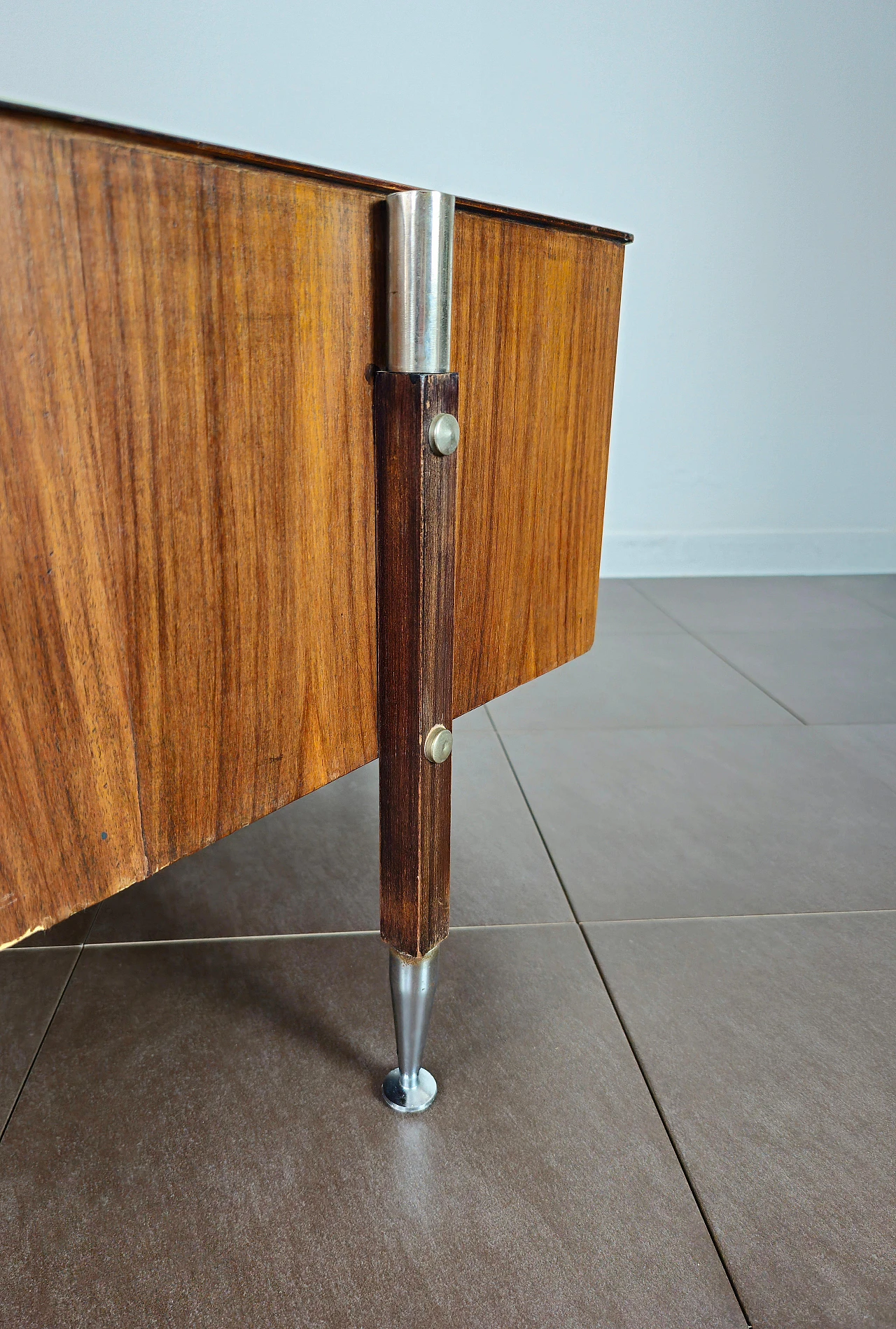 Wood and metal indoor plant holder, 1960s 4