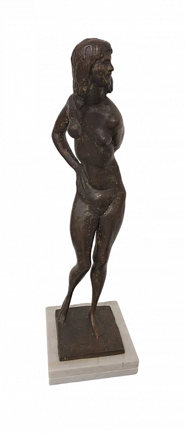 Enrico Mazzolani, fanciulla, scultura in bronzo patinato, anni '70