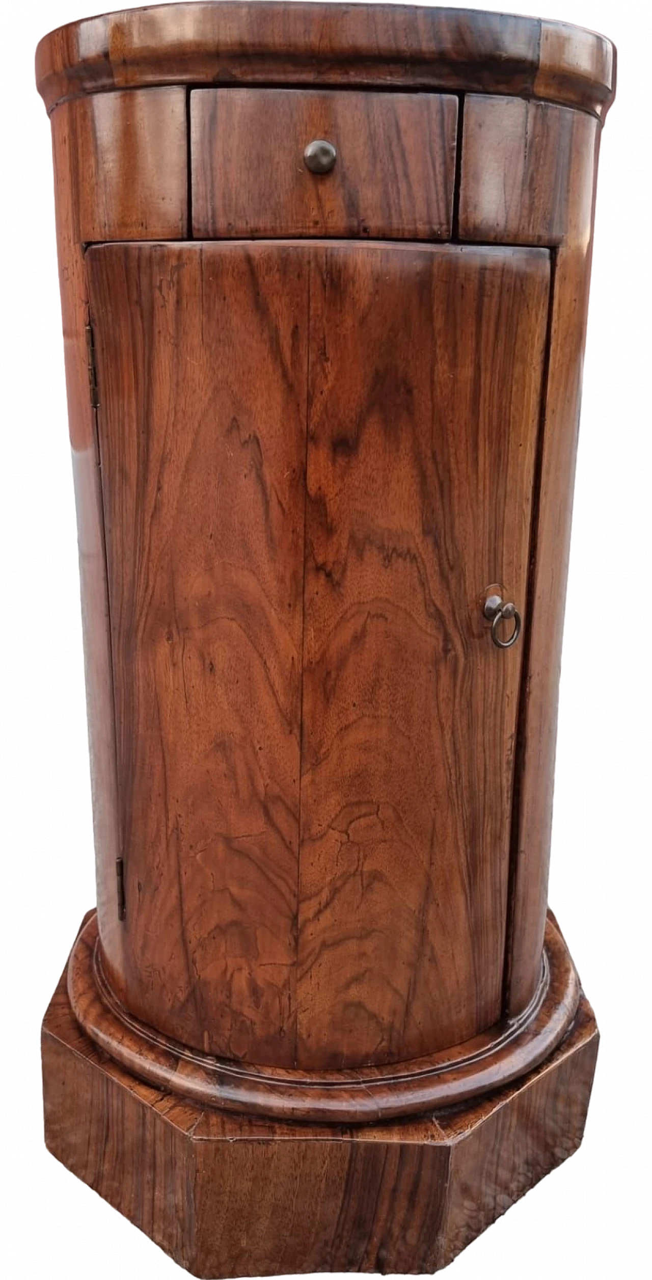 Empire walnut octagonal column cabinet, early 19th century 9