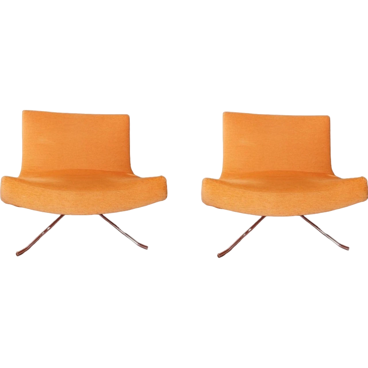 Pair of orange fabric armchairs by C. Werner for Ligne Roset, 2000s 9