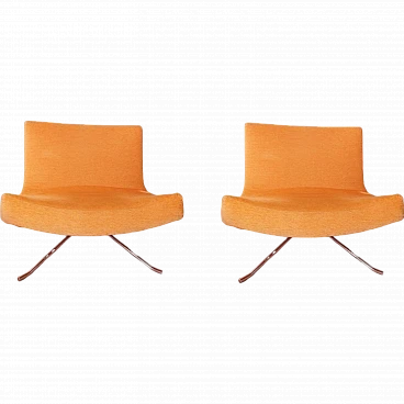 Pair of orange fabric armchairs by C. Werner for Ligne Roset, 2000s