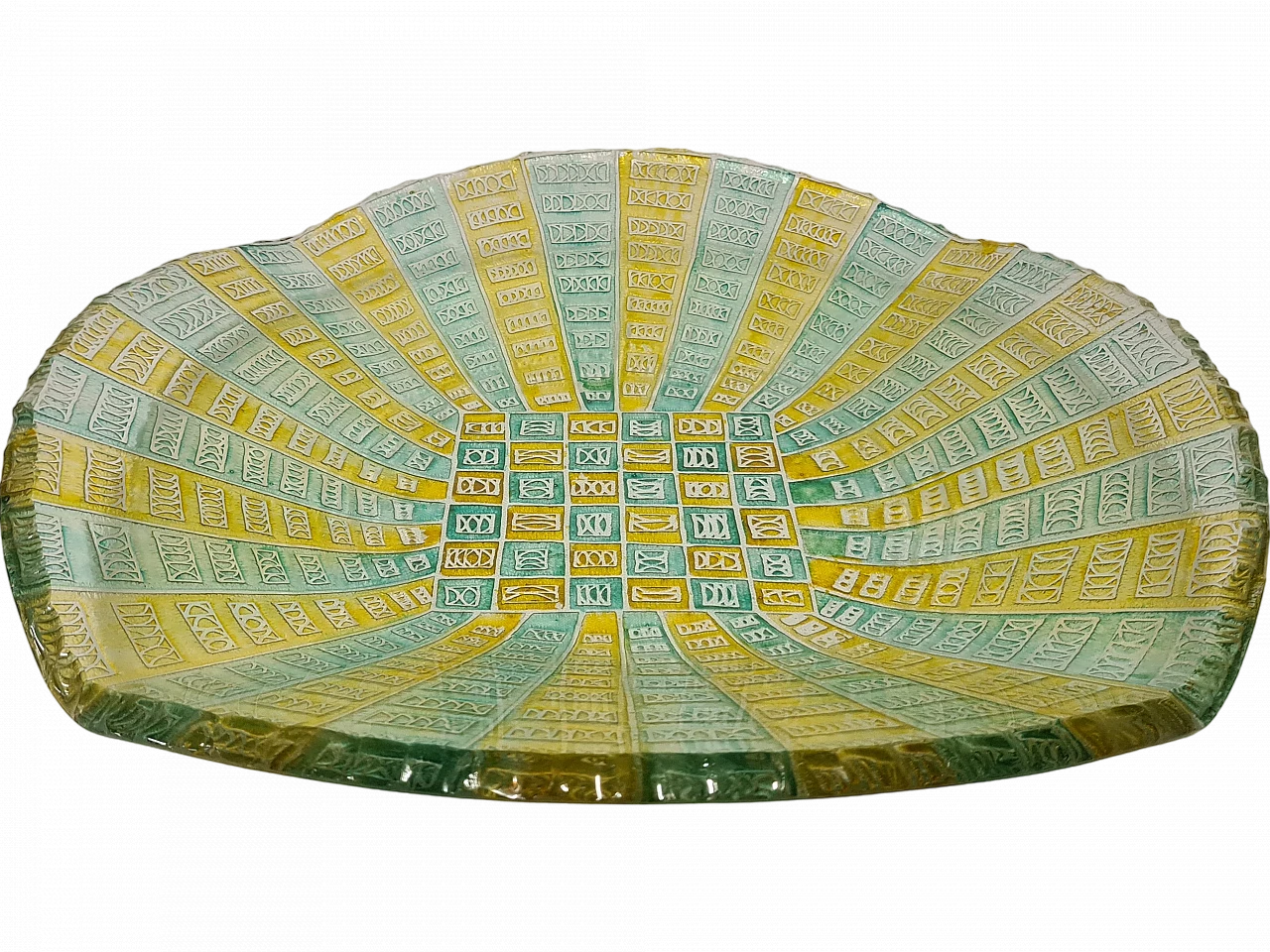 Blue & yellow emptying tray 3031 by Cristal Art, 1960s 9