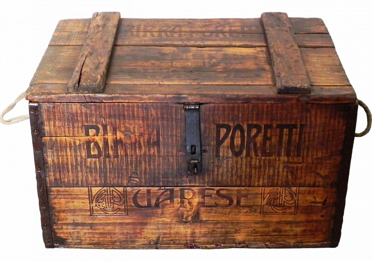 Poretti beer trunk in solid oak wood, 1912 21