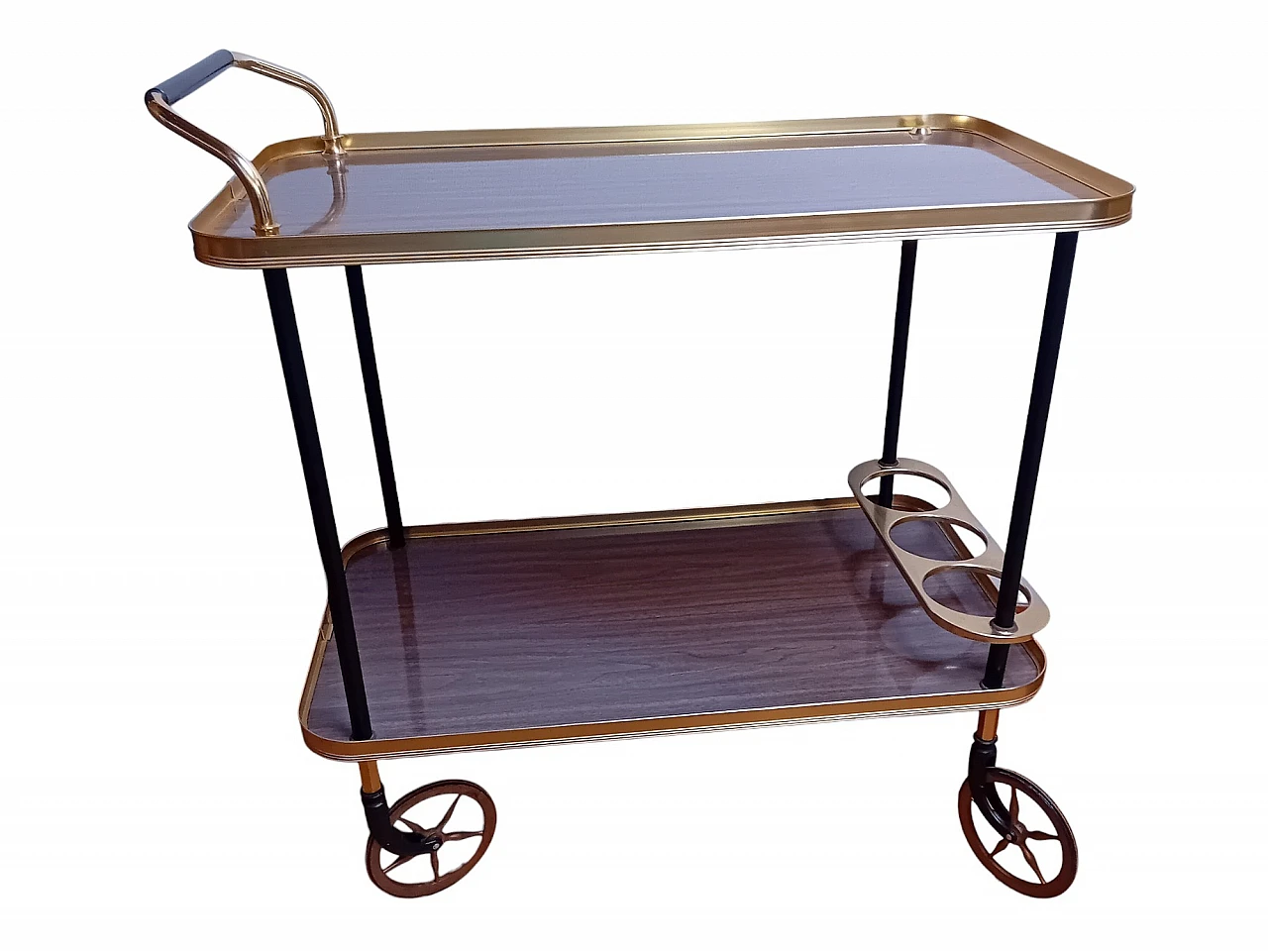 Double top bar cart in formica, brass & bakelite by MB Italia, 1960s 12