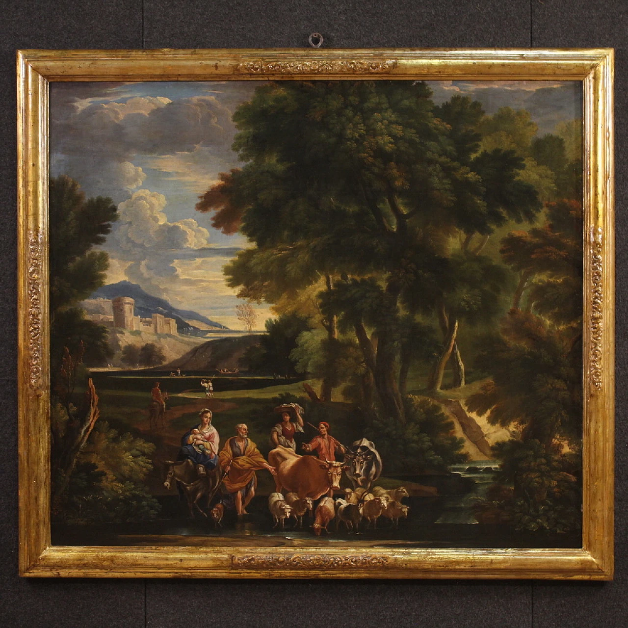 Pieter Mulier, Flight into Egypt, oil painting on canvas, 17th century 1