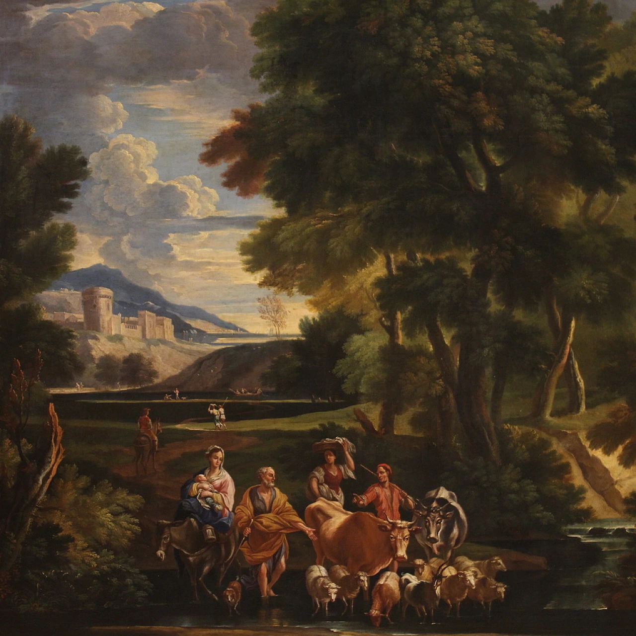 Pieter Mulier, Flight into Egypt, oil painting on canvas, 17th century 2