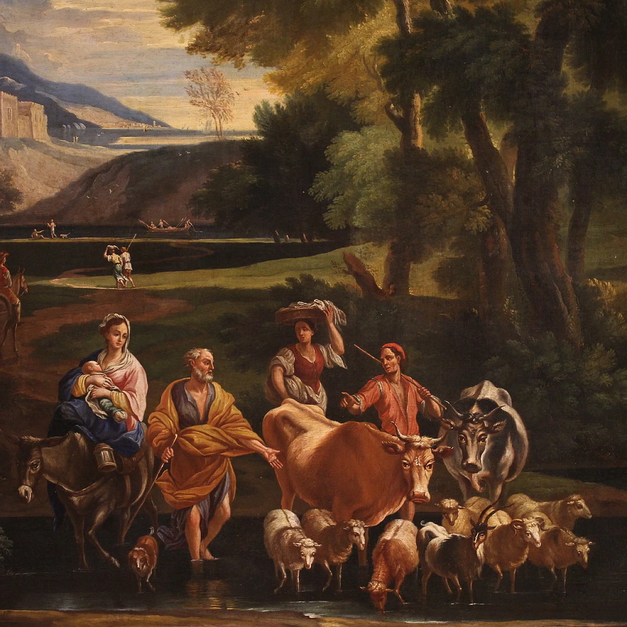 Pieter Mulier, Flight into Egypt, oil painting on canvas, 17th century 4