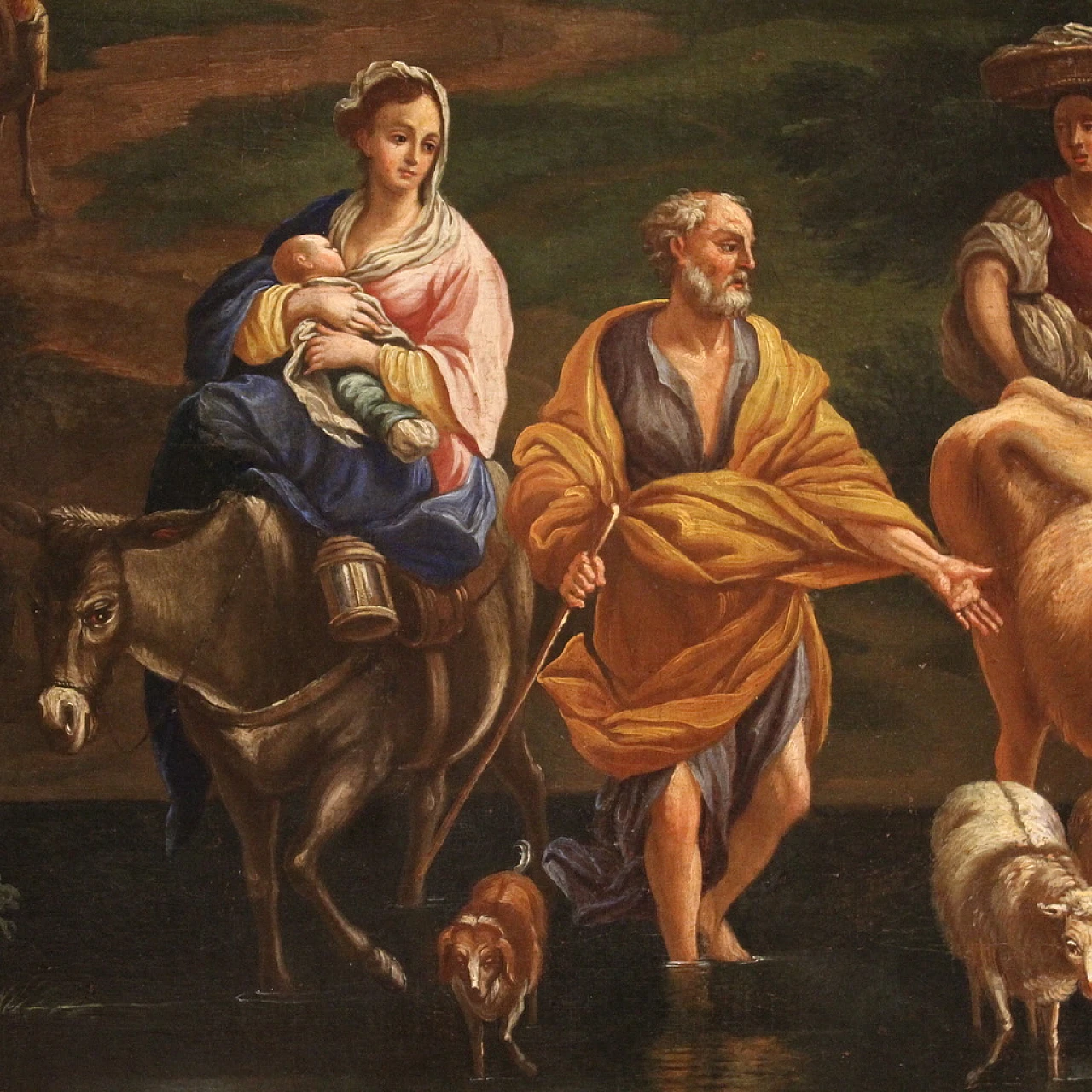 Pieter Mulier, Flight into Egypt, oil painting on canvas, 17th century 6