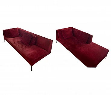 Modular Charles sofa in red maxalto by Citterio for B&B Italia, 2000s