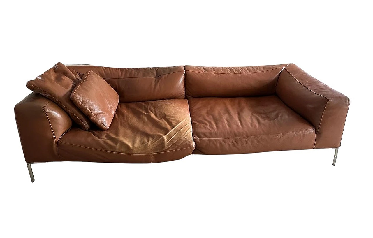 Frank sofa in cognac leather by A. Citterio for B&B Italia, 2000s 9