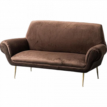 Three-seater velvet sofa by Gigi Radice for Minotti, 1950s