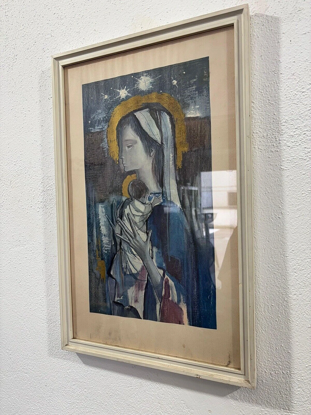 Roser Agell Cisa, woman with newborn, mixed media painting on paper 3