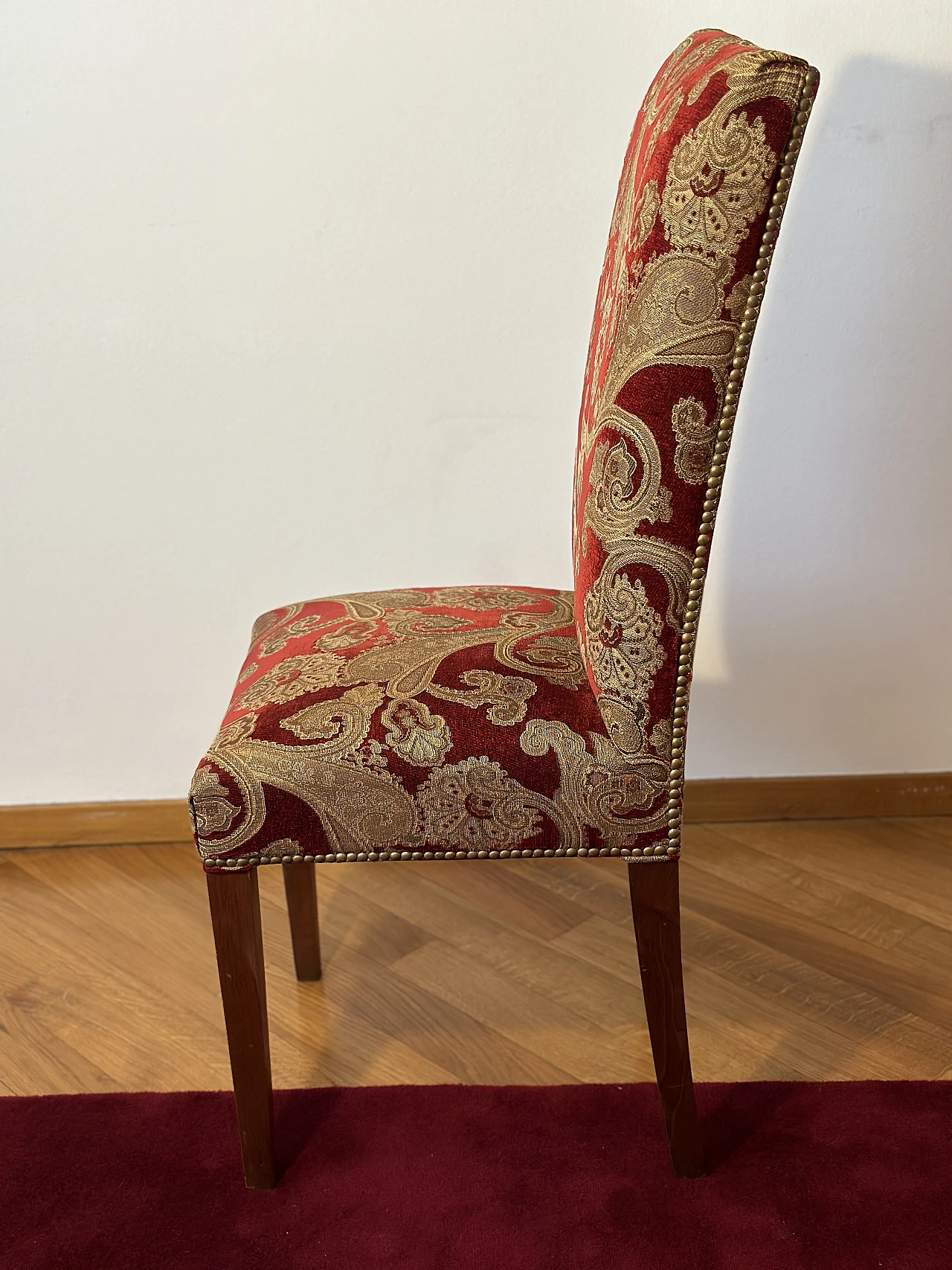 8 Dining chairs in cedar and fabric, 2000s 1